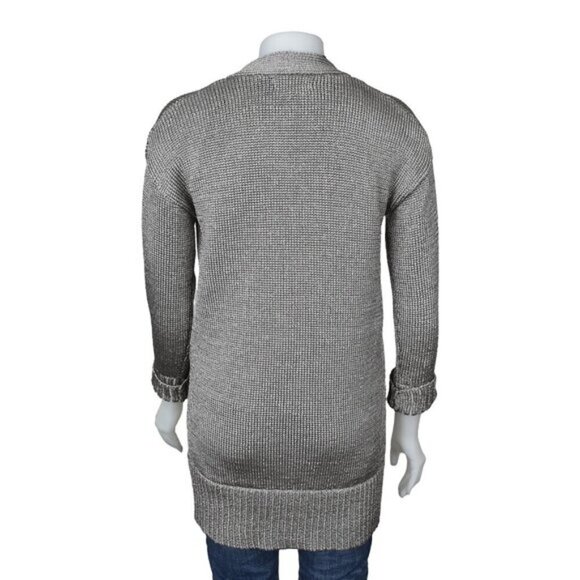 Banana Republic Metallic Chunky Knit Long Cardigan Sweater Champagne Size Small - Picture 11 of 15